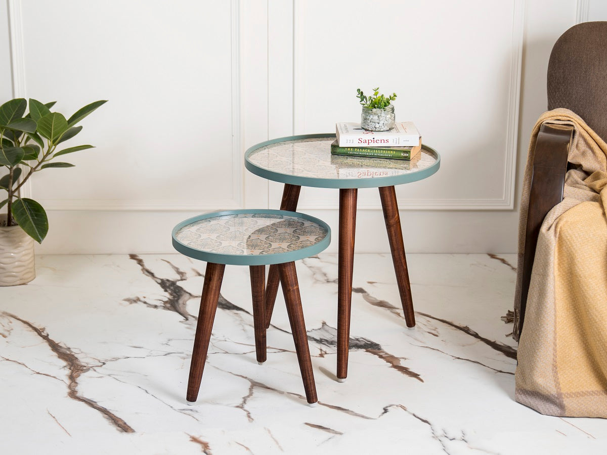 Vriksha Round Nesting Tables with Wooden Legs, Side Tables, Wooden Tables, Living Room Decor by A Tiny Mistake