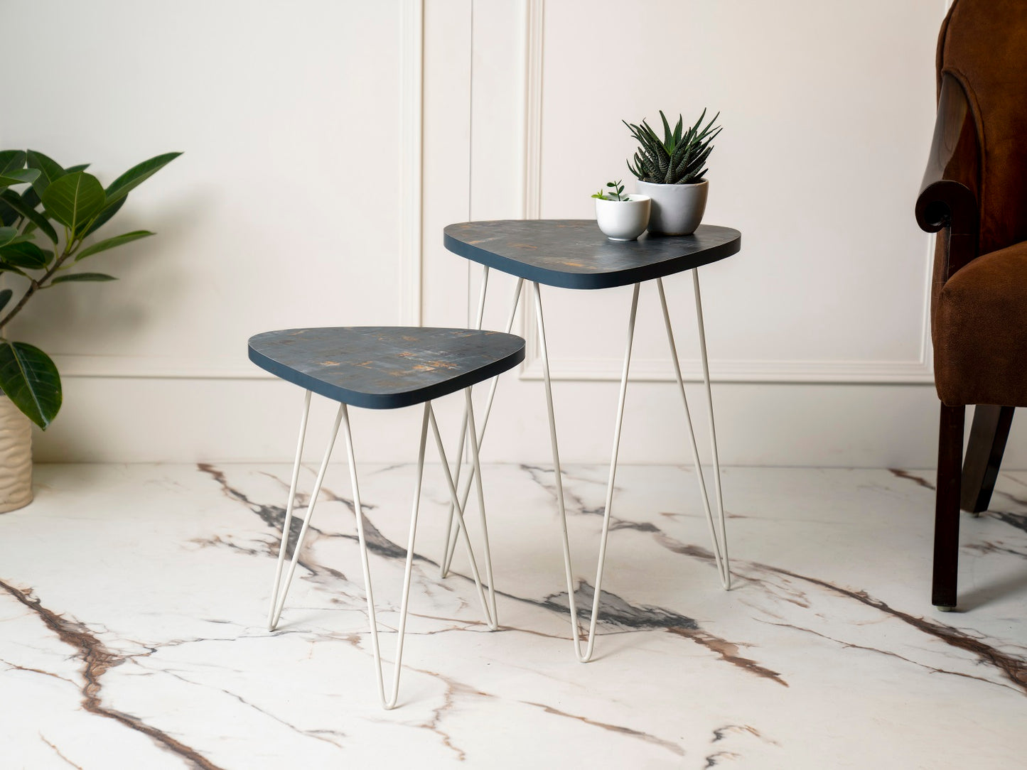 Bohemian Tint Trinity Nesting Tables with Hairpin Legs, Side Tables, Wooden Tables, Living Room Decor by A Tiny Mistake