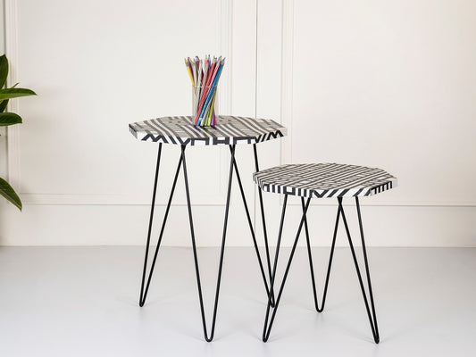 Lakeer Octagon Nesting Tables with Hairpin Legs, Side Tables, Wooden Tables, Living Room Decor by A Tiny Mistake