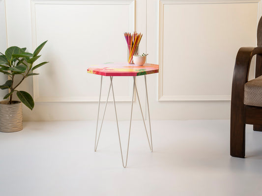 Neon Octagon Side Tables with Hairpin Legs, Side Tables, Wooden Tables, Living Room Decor by A Tiny Mistake