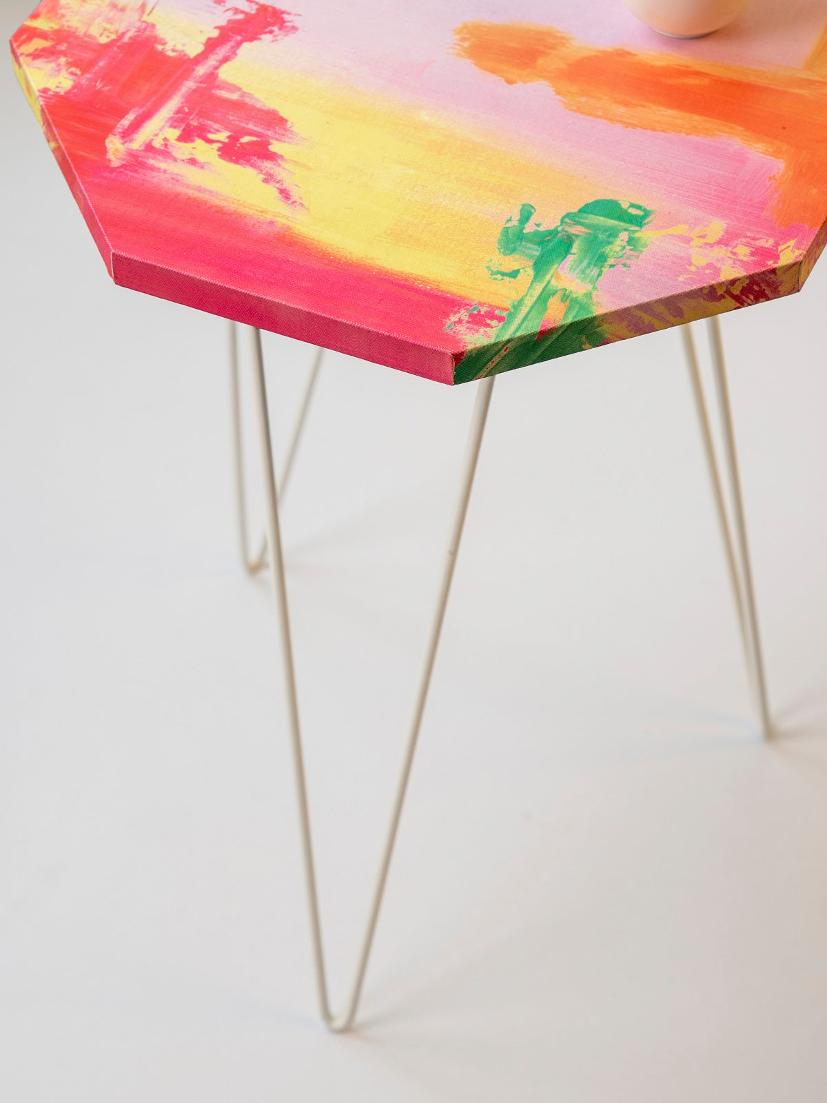Neon Octagon Side Tables with Hairpin Legs, Side Tables, Wooden Tables, Living Room Decor by A Tiny Mistake