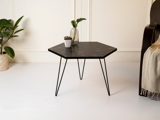 Dusk Hexagon Small Coffee Tables, Wooden Tables, Coffee Tables, Center Tables, Living Room Decor by A Tiny Mistake