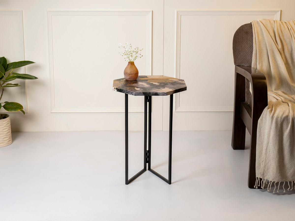 Monochromatic Octagon Oblique Side Tables, Wooden Tables, Living Room Decor by A Tiny Mistake