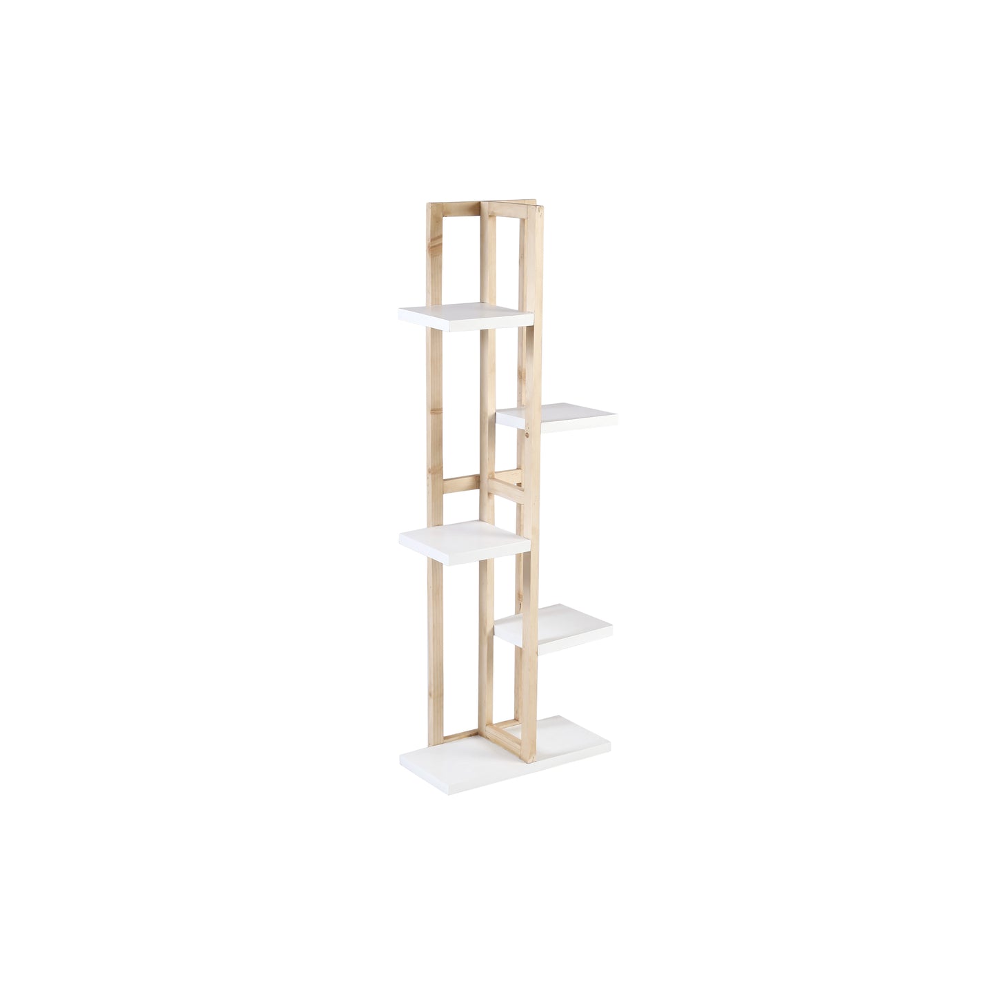 A Tiny MistakeAll Purpose Five Tier Stand (One Piece) (For Planters, Ornaments and Accessories) (Natural Pine Wood Stand with White Planks)