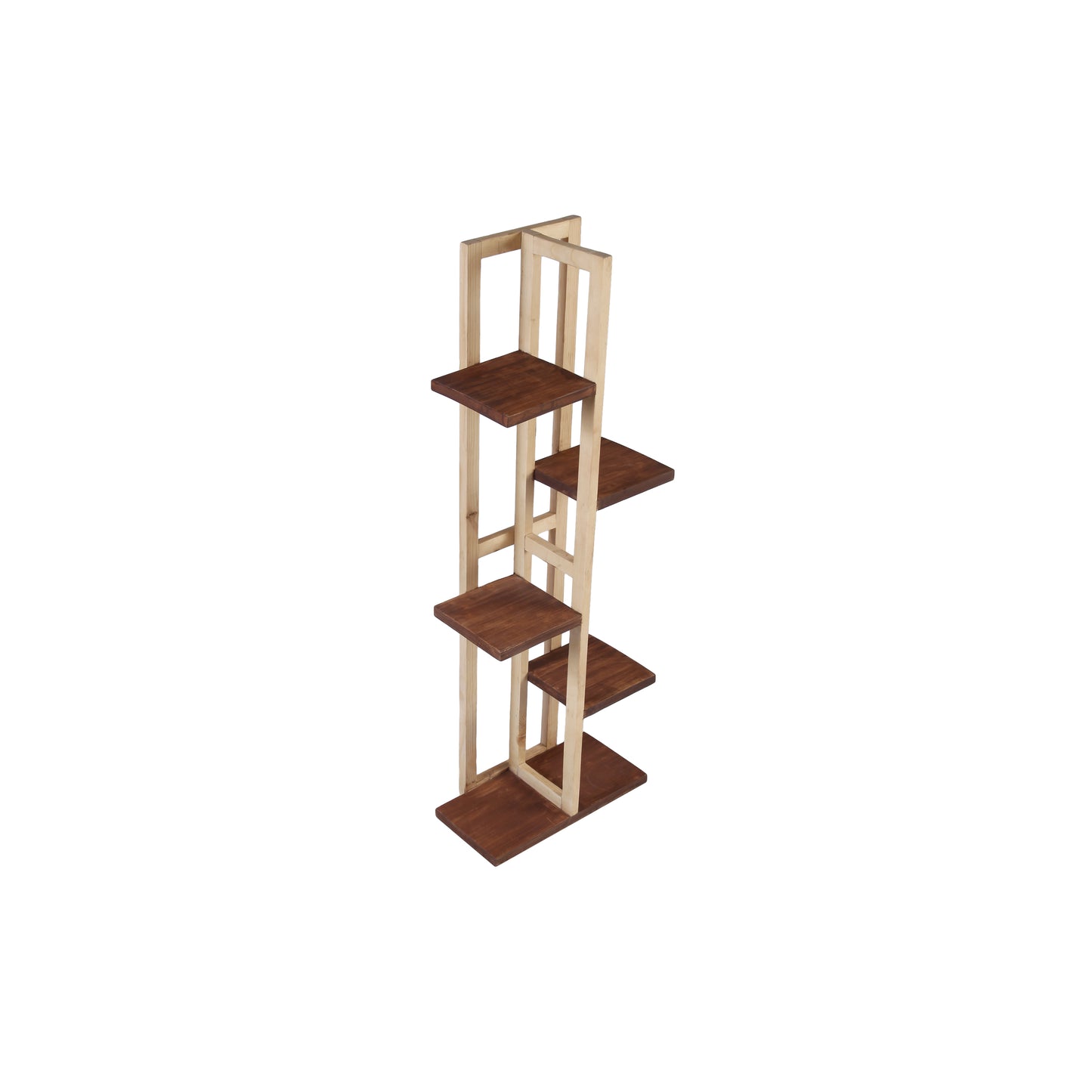 A Tiny Mistake All Purpose Three Tier Stand (One Piece) (For Planters, Ornaments and Accessories) (Natural Pine Wood Stand with Dark Planks)