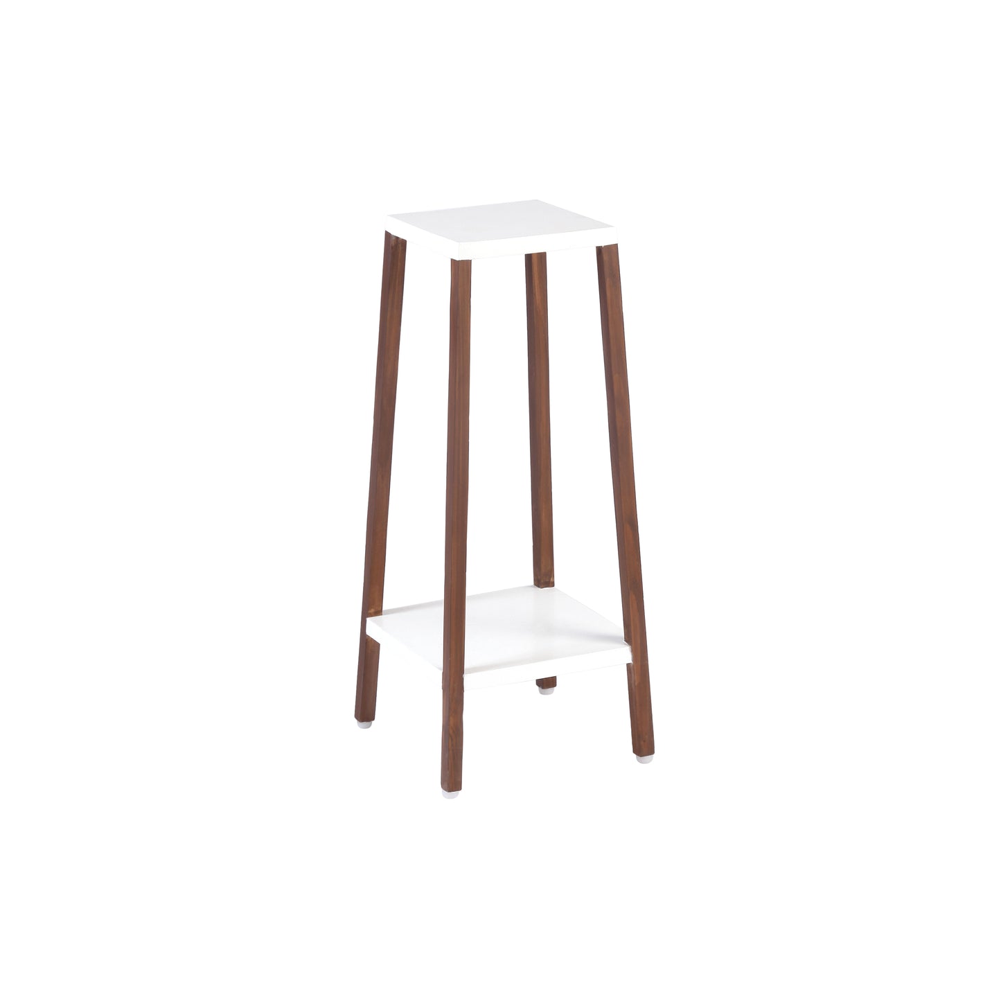 A Tiny Mistake Square Four Legged Tapering Two Tier Decorative Stand (Two Tiers) (White Base with Dark Legs)