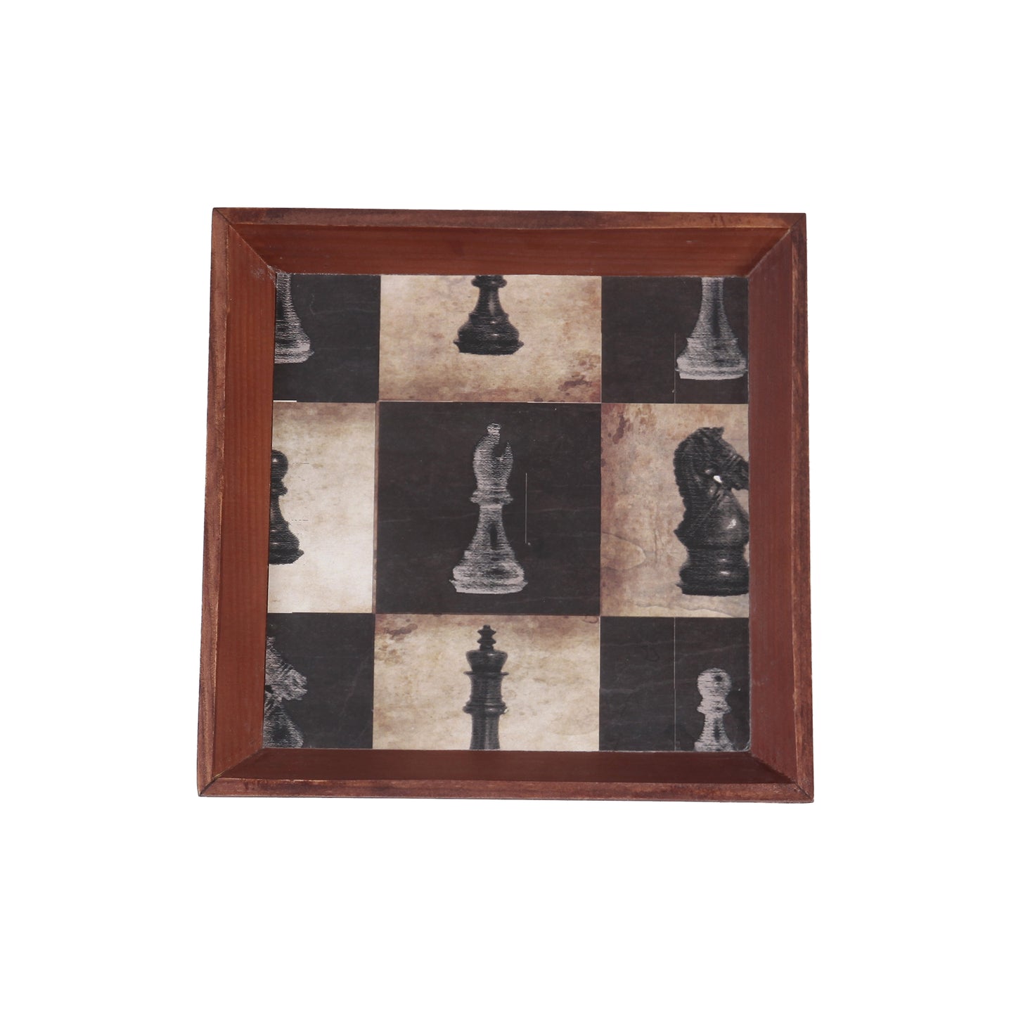 A Tiny Mistake Chess Small Square Wooden Serving Tray, 18 x 18 x 2 cm