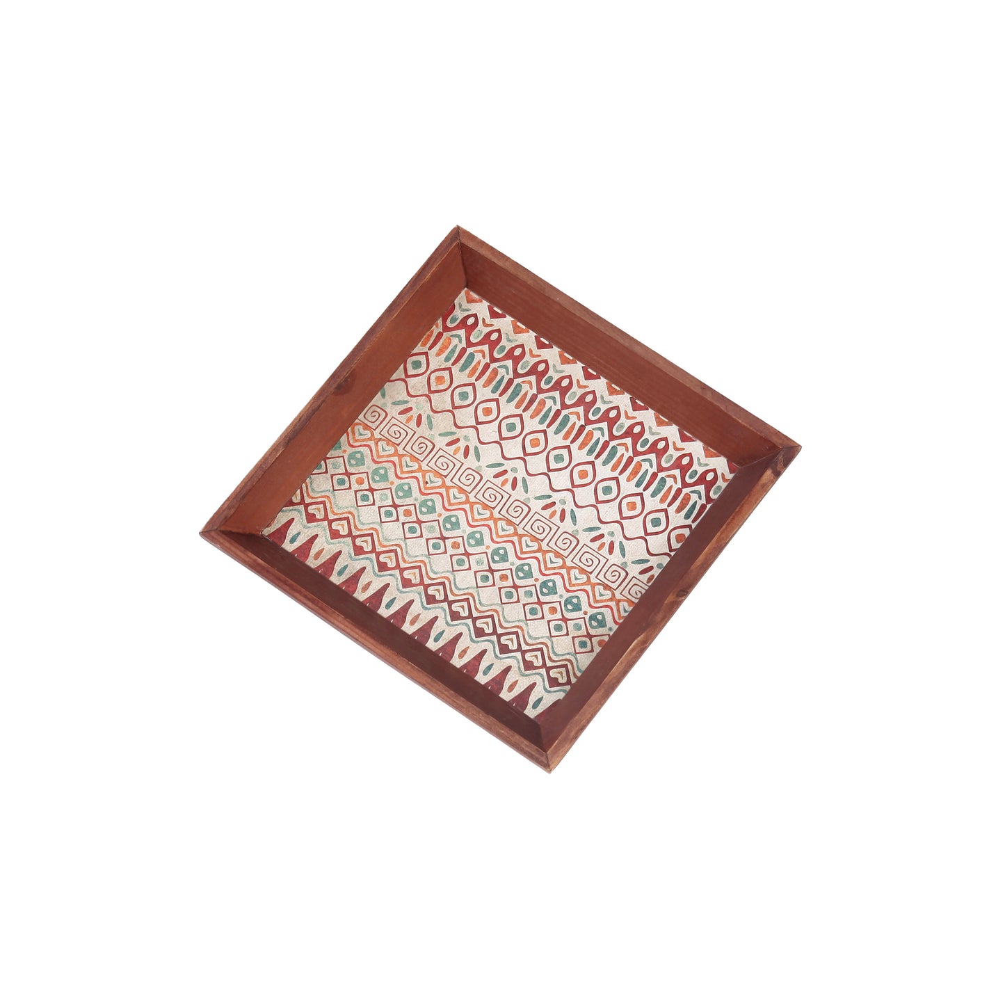 A Tiny Mistake Aztec Small Square Wooden Serving Tray, 18 x 18 x 2 cm