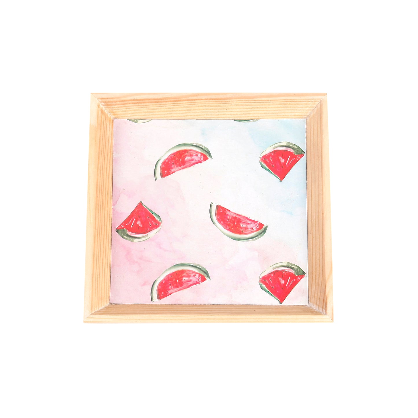A Tiny Mistake Watermelon Small Square Wooden Serving Tray, 18 x 18 x 2 cm