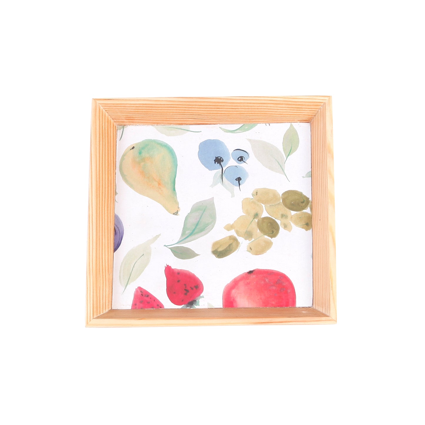 A Tiny Mistake Assorted Fruits Small Square Wooden Serving Tray, 18 x 18 x 2 cm