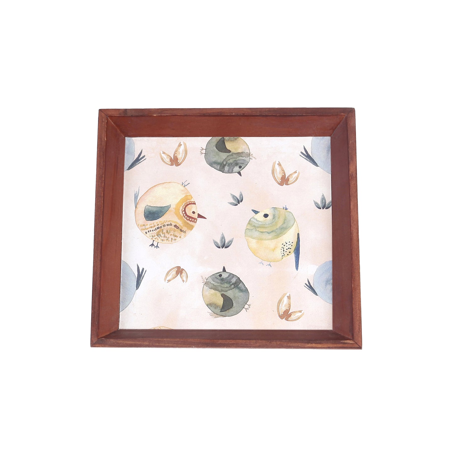 A Tiny Mistake Cute Birds Small Square Wooden Serving Tray, 18 x 18 x 2 cm