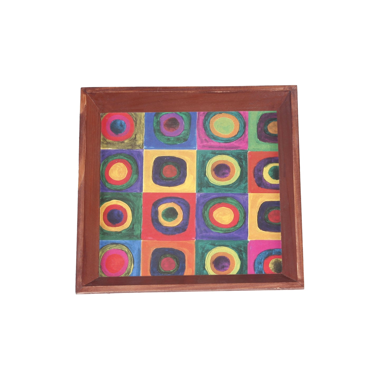A Tiny Mistake Modern Art Small Square Wooden Serving Tray, 18 x 18 x 2 cm