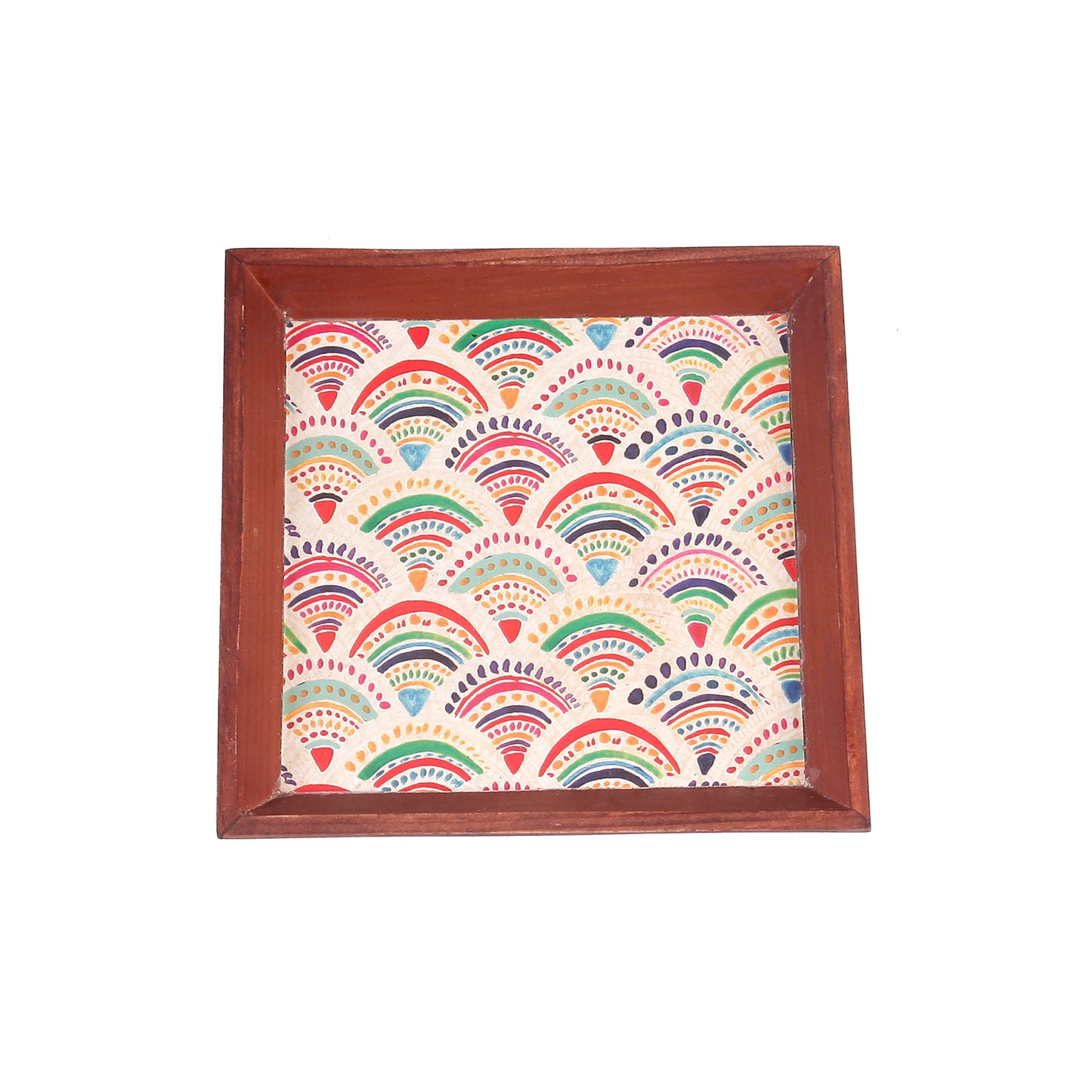 A Tiny Mistake Pankha Small Square Wooden Serving Tray, 18 x 18 x 2 cm