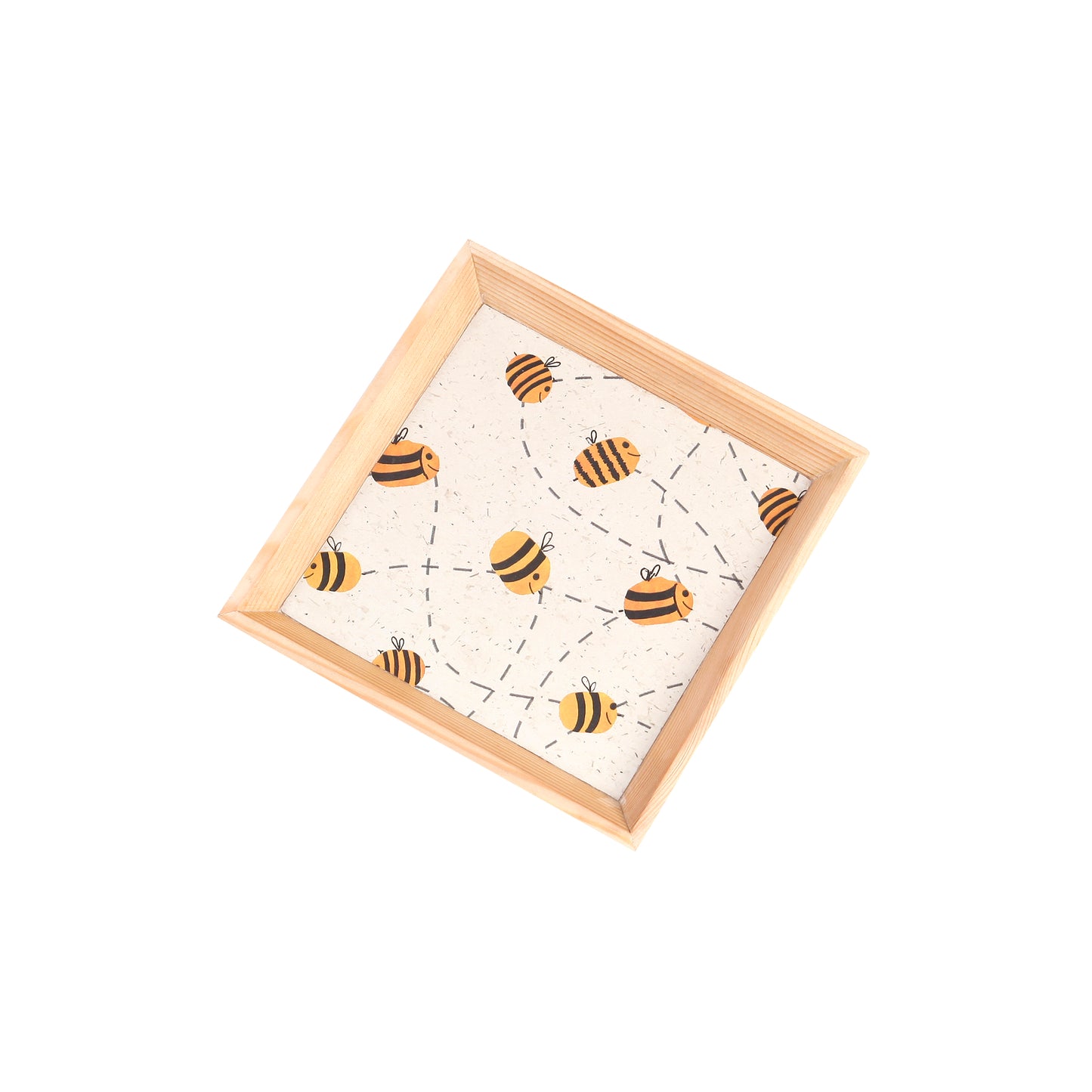 A Tiny Mistake Buzybee Small Square Wooden Serving Tray, 18 x 18 x 2 cm