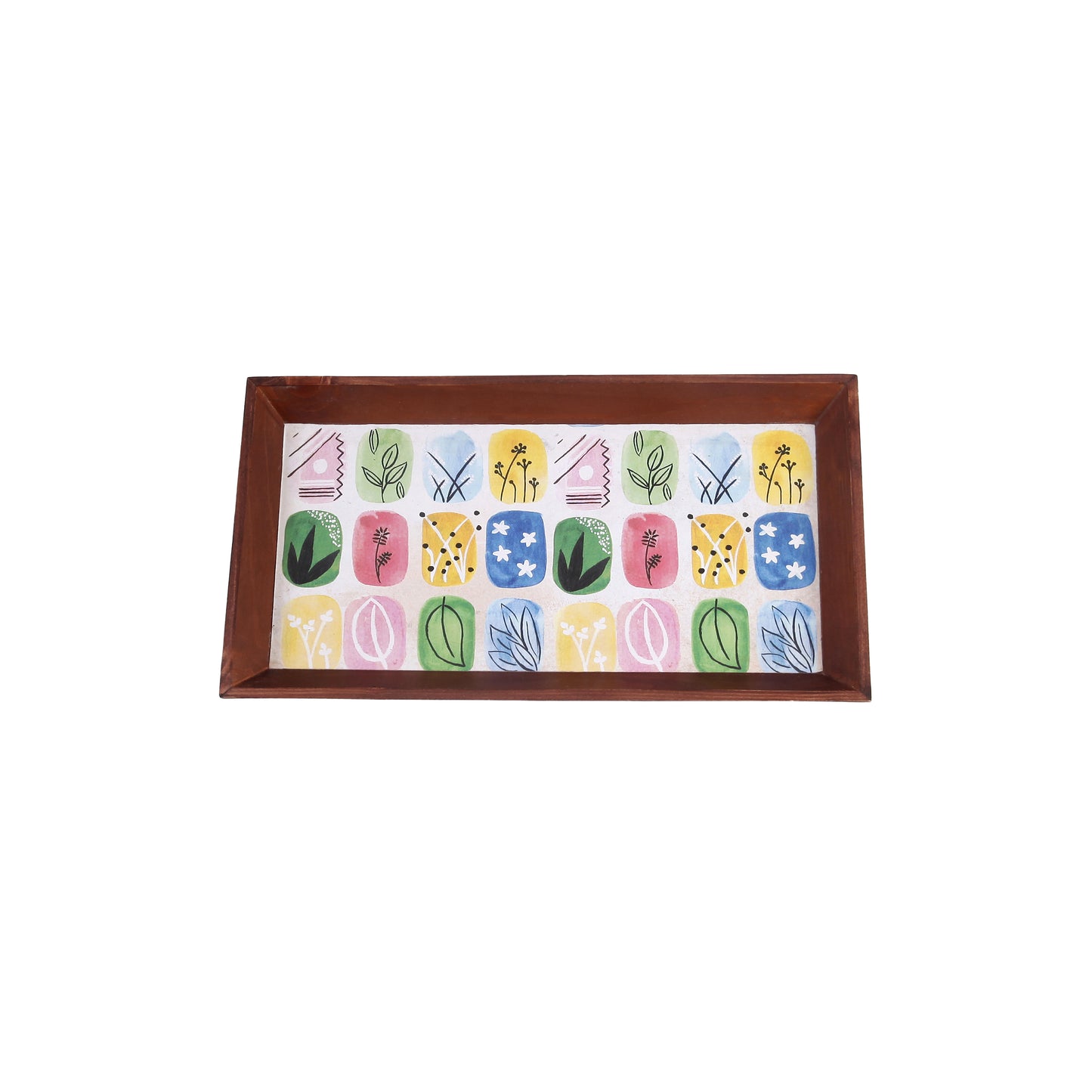 A Tiny Mistake Abstract Blocks Rectangle Wooden Serving Tray, 35 x 20 x 2 cm