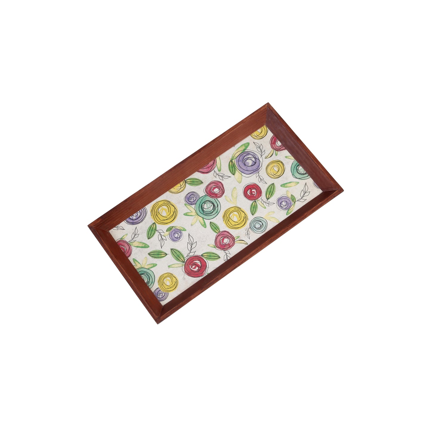 A Tiny Mistake Flora Rectangle Wooden Serving Tray, 35 x 20 x 2 cm
