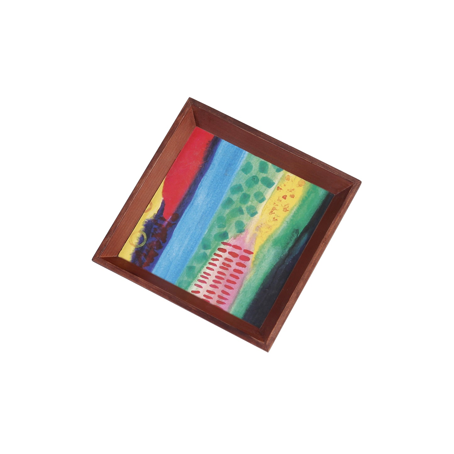 A Tiny Mistake Abstract Lines Small Square Wooden Serving Tray, 18 x 18 x 2 cm