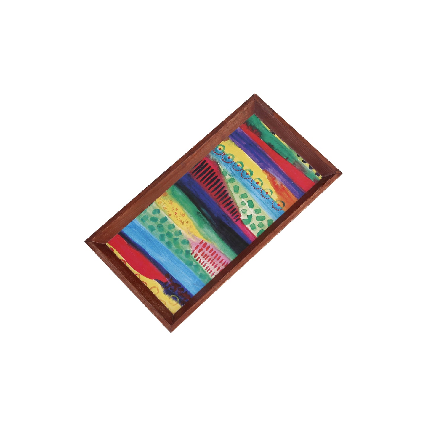 A Tiny Mistake Abstract Lines Rectangle Wooden Serving Tray, 35 x 20 x 2 cm