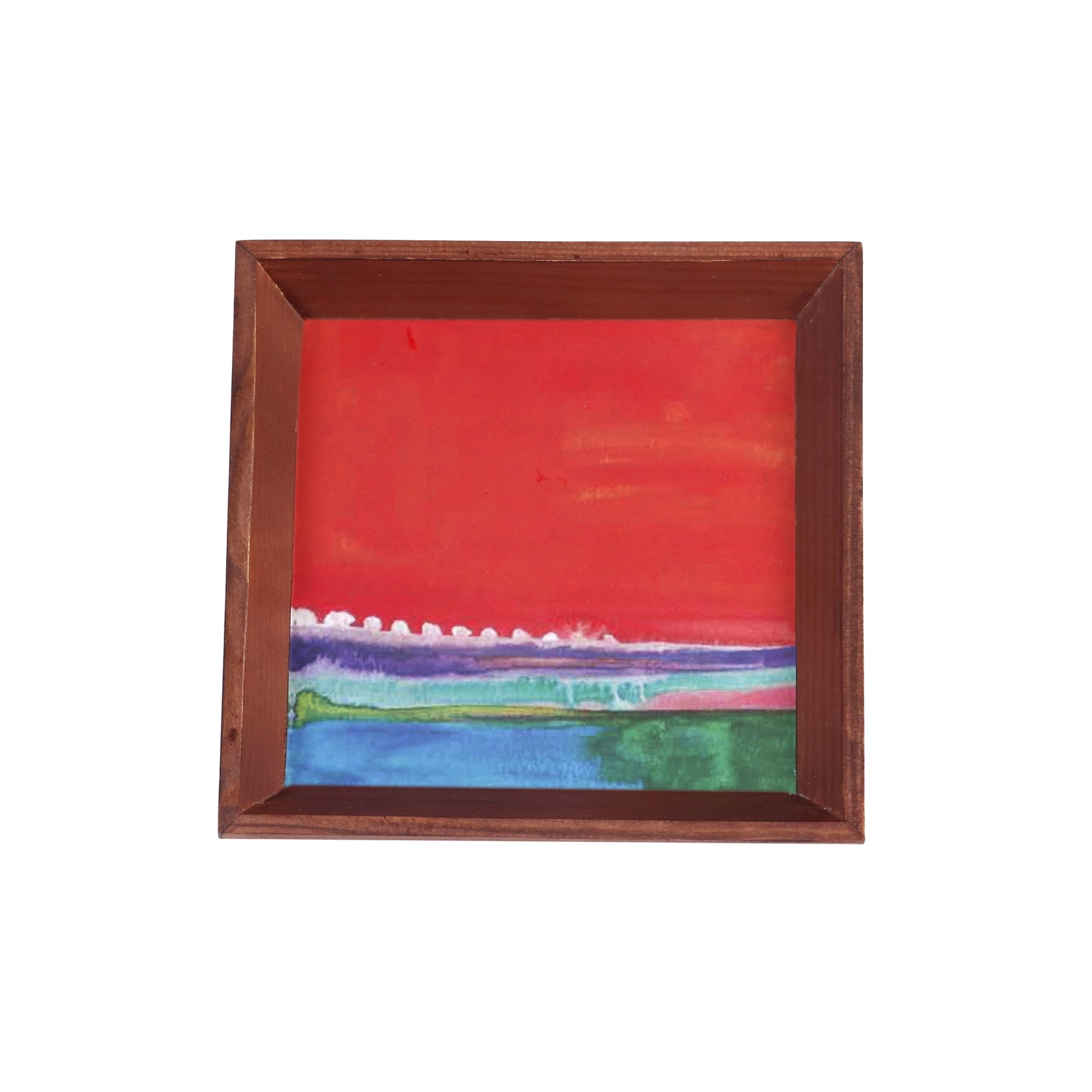 A Tiny Mistake Horizon Small Square Wooden Serving Tray, 18 x 18 x 2 cm