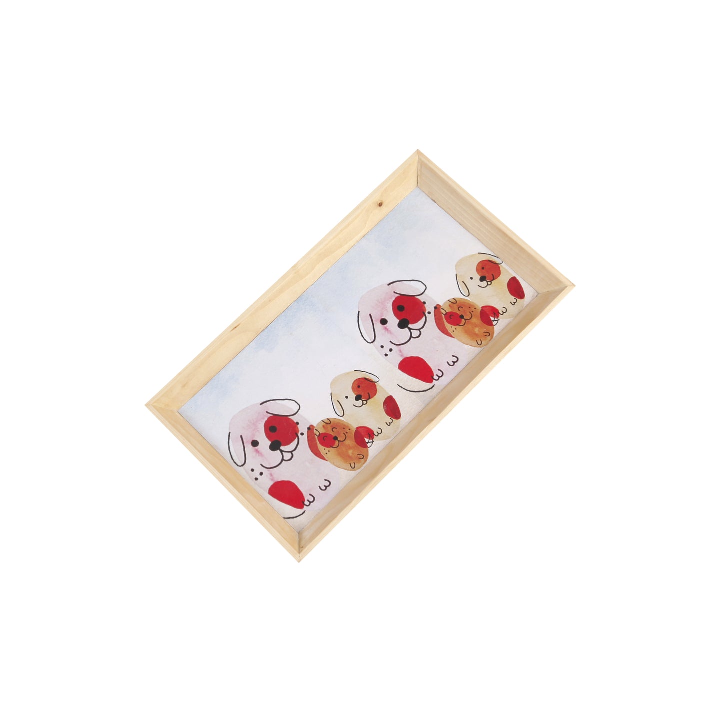 A Tiny Mistake Happy Dogs Rectangle Wooden Serving Tray, 35 x 20 x 2 cm