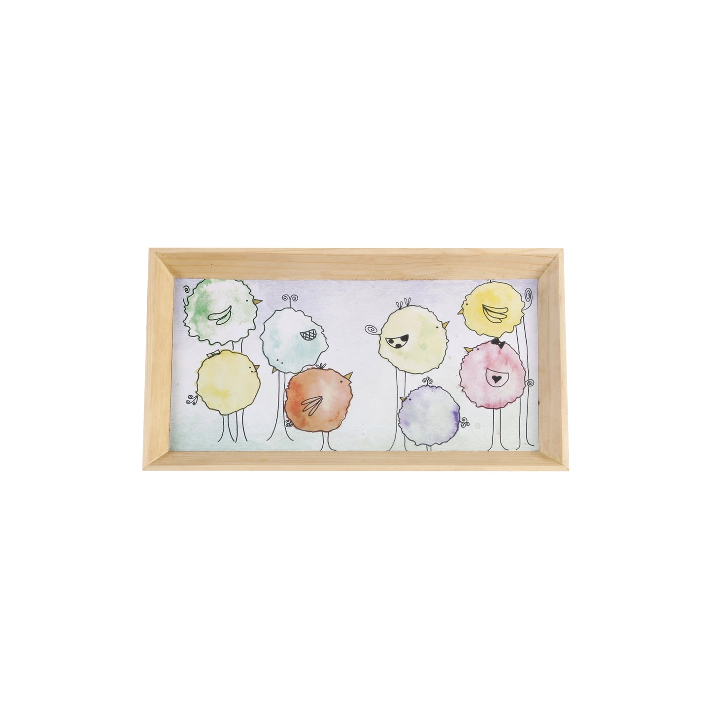 A Tiny Mistake Floral Caricature Birds Rectangle Wooden Serving Tray, 35 x 20 x 2 cm