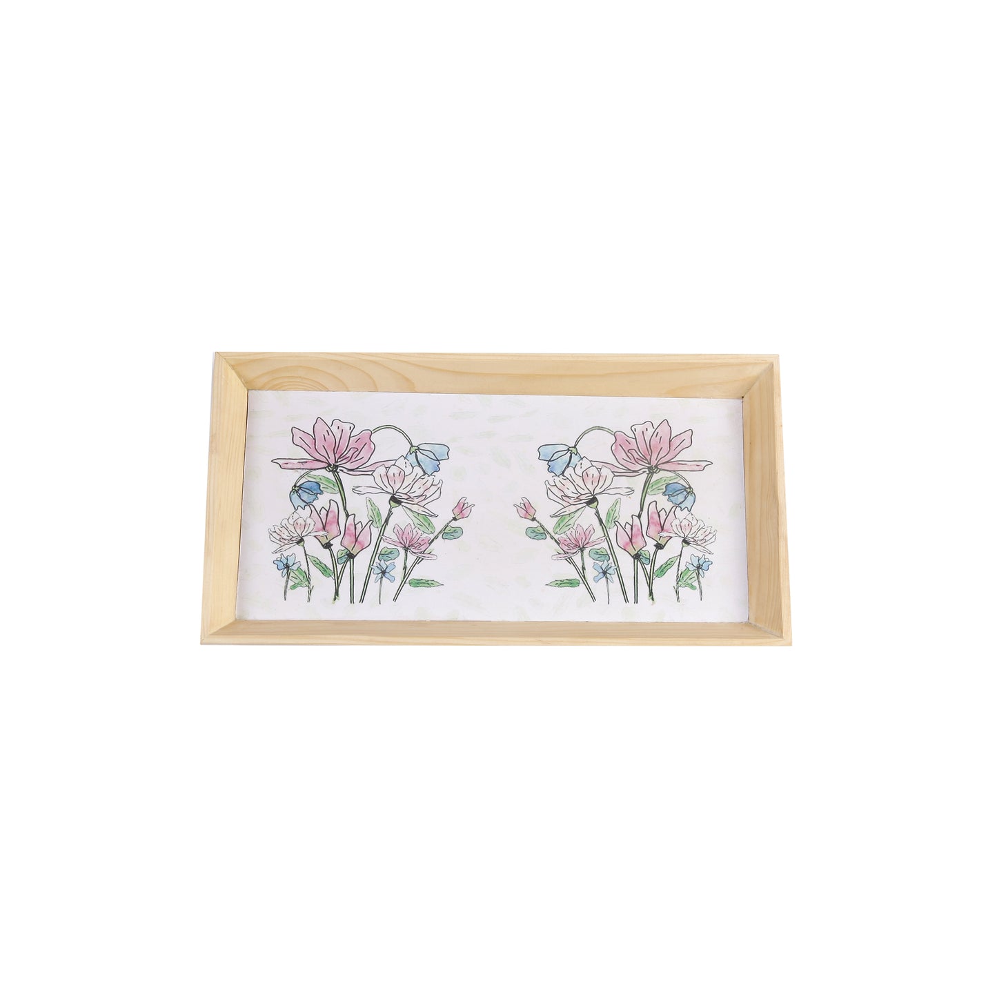 A Tiny Mistake Floral Caricature Trees Rectangle Wooden Serving Tray, 35 x 20 x 2 cm