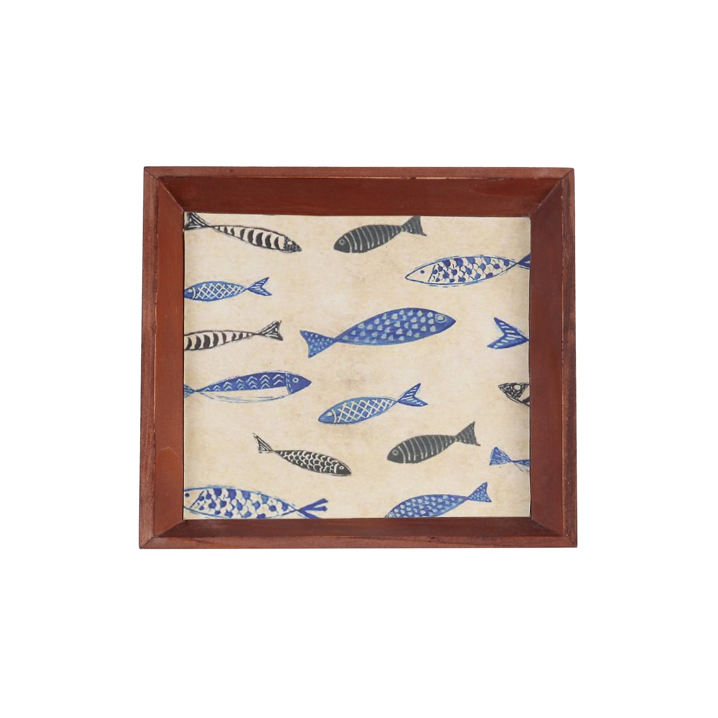 A Tiny Mistake Fish Small Square Wooden Serving Tray, 18 x 18 x 2 cm