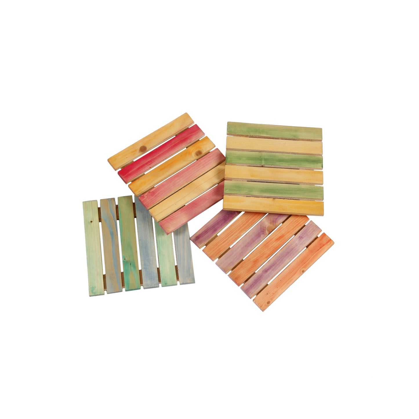 A Tiny Mistake Pine Wood Trivets, Place Mats, Table Accessory, Serveware, Set of 4 Trivets, Coasters for The Table, 15.9 x 15.3 x 1.5 cm (Multicoloured)