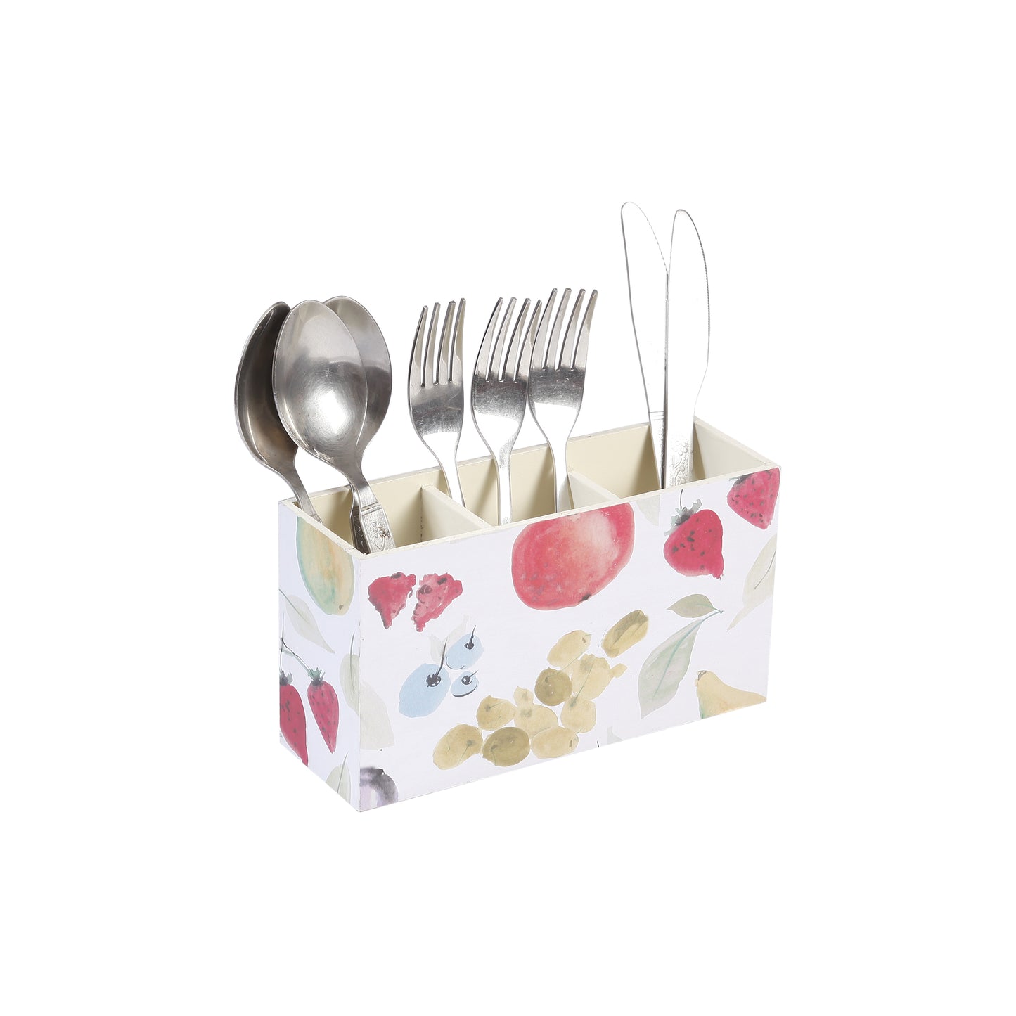 A Tiny Mistake Assorted Fruits Wooden Cutlery Holder, 18 x 10 x 6.5 cm