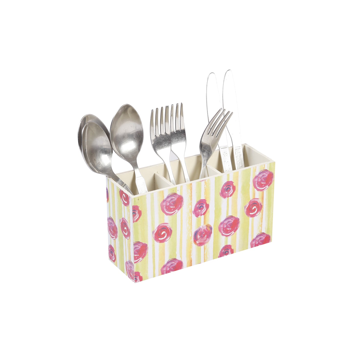 A Tiny Mistake Rose Garden Wooden Cutlery Holder, 18 x 10 x 6.5 cm