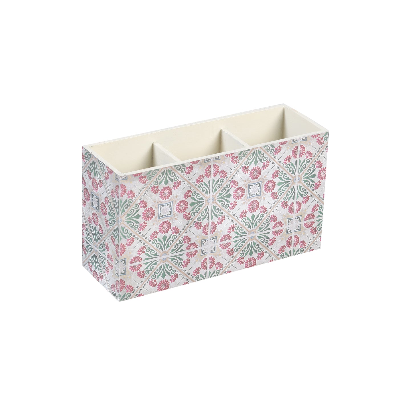 A Tiny Mistake Turkish Pink Tiles Wooden Cutlery Holder, 18 x 10 x 6.5 cm
