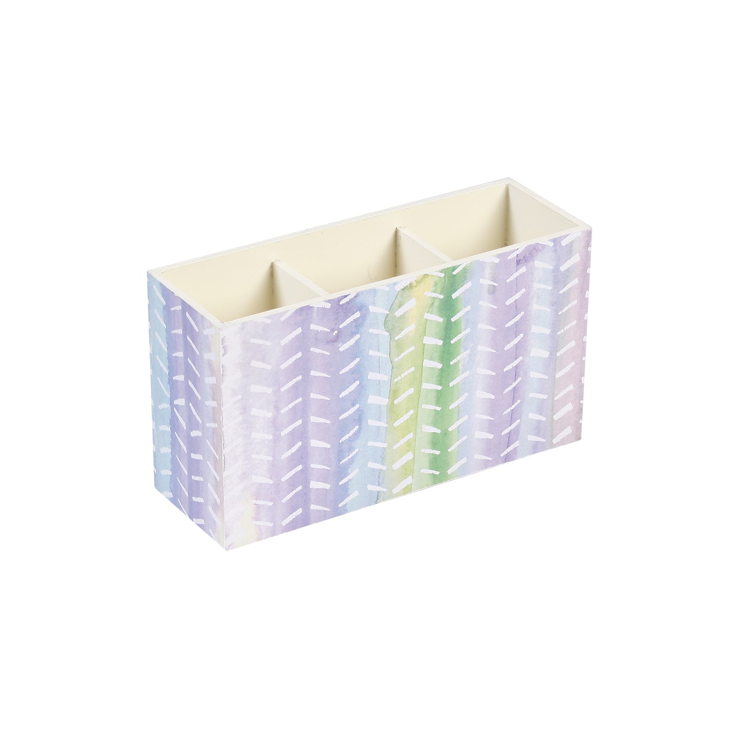 A Tiny Mistake Watercolour Lines Wooden Cutlery Holder, 18 x 10 x 6.5 cm