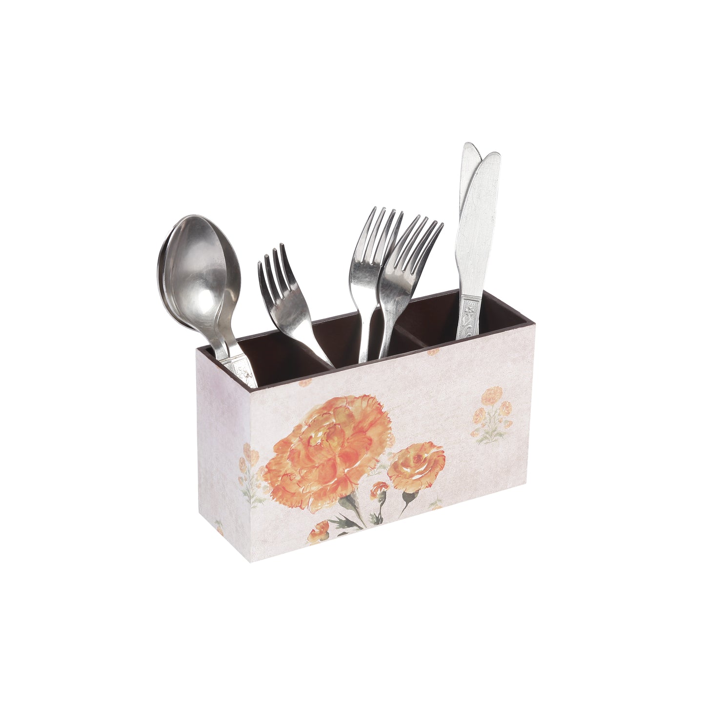 A Tiny Mistake Marigold Wooden Cutlery Holder, 18 x 10 x 6.5 cm