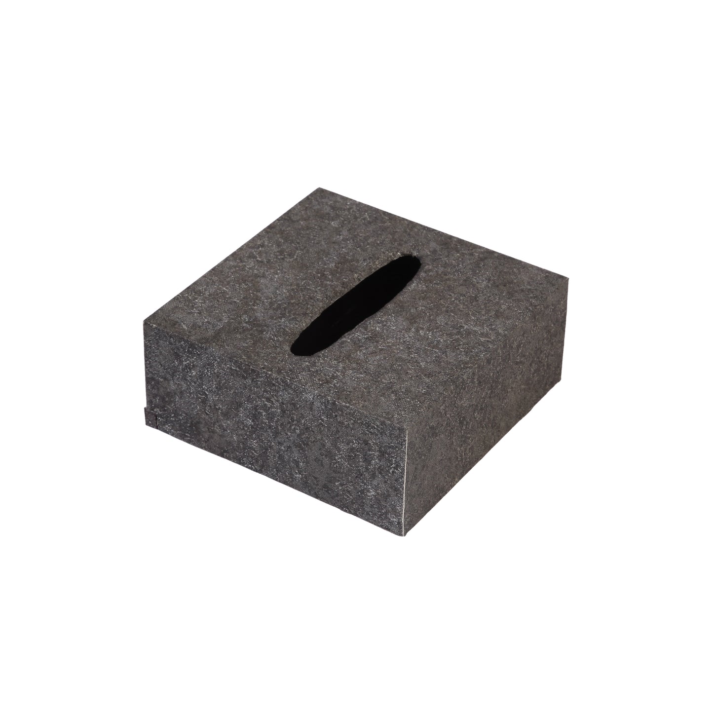 A Tiny Mistake Metallic Charcoal Square Tissue Box, 18 x 18 x 7.5 cm