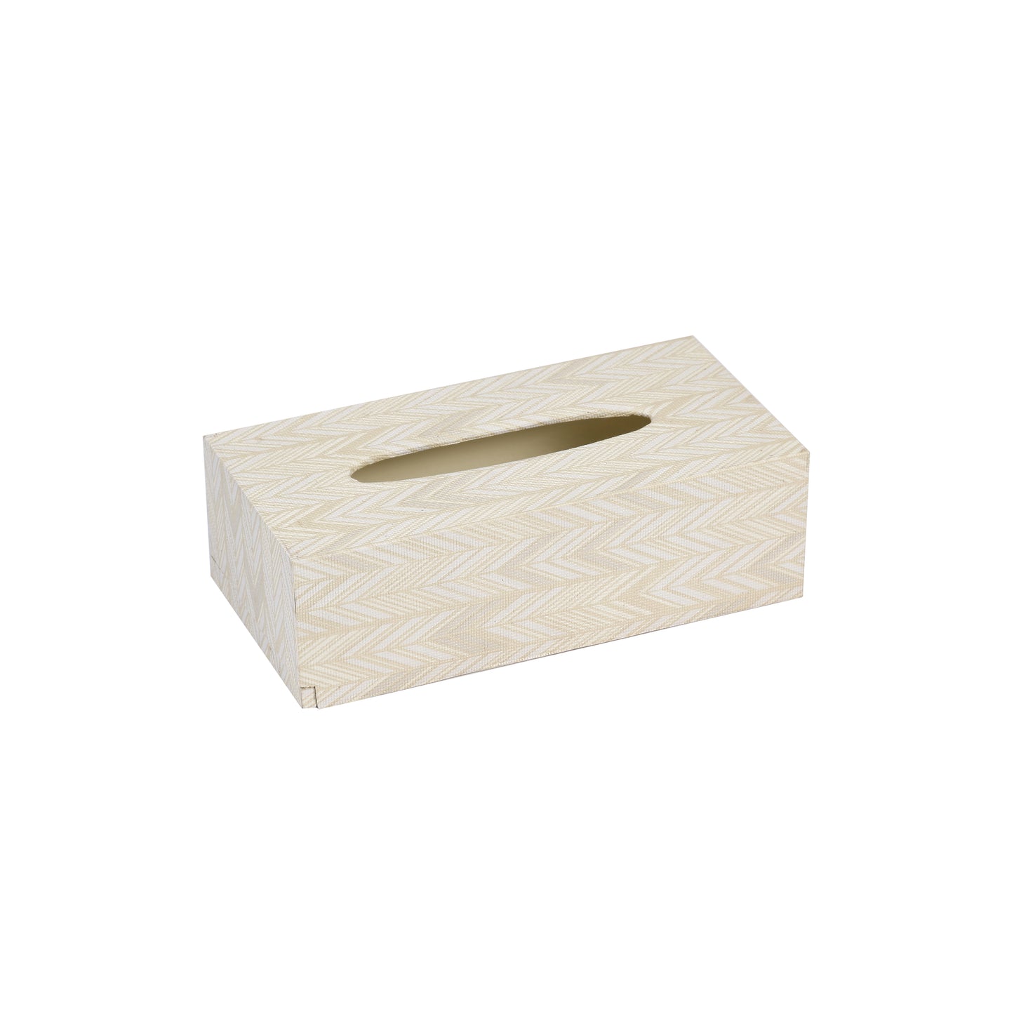 A Tiny Mistake Golden Herringbone Rectangle Tissue Box, 26 x 13 x 8 cm
