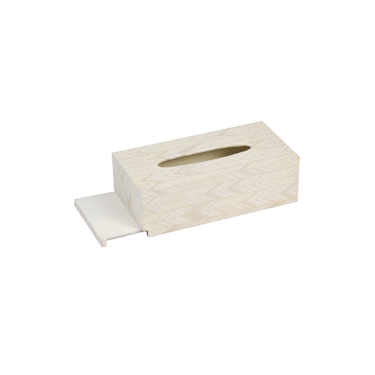 A Tiny Mistake Golden Herringbone Rectangle Tissue Box, 26 x 13 x 8 cm