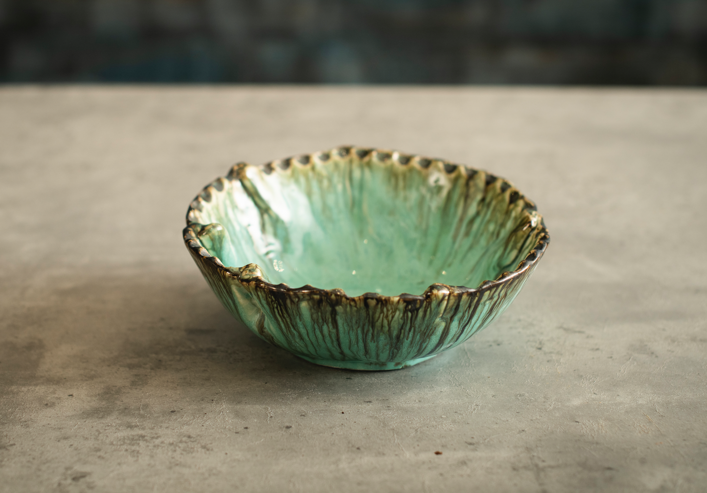 A Tiny Mistake Earthenware Teal Snack Serving Bowl