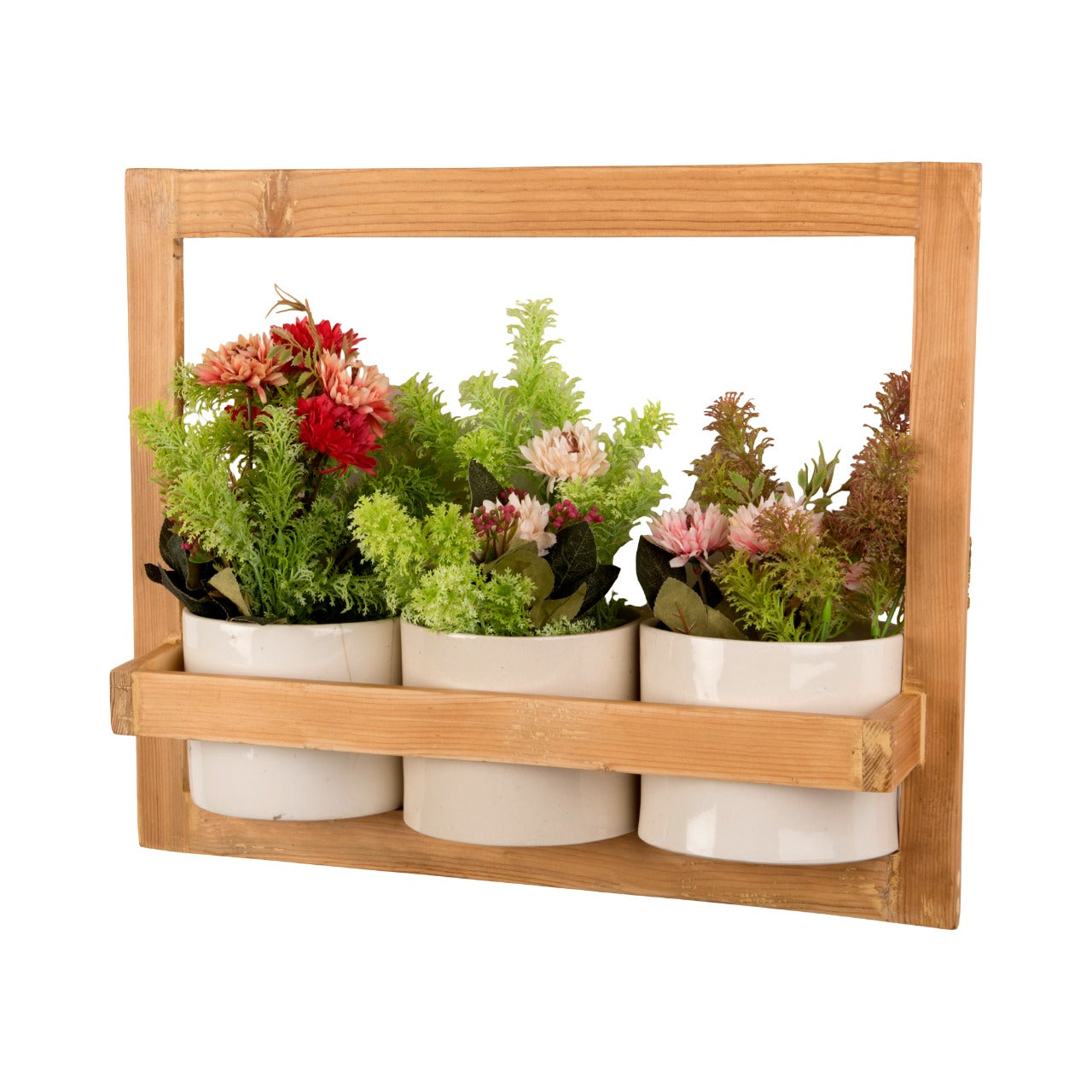 Hanging Wooden Planters with Ceramic Pots