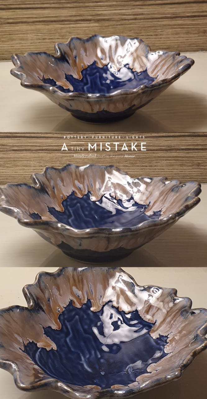 A Tiny Mistake Blue Uneven Decorative Ceramic Serving Bowl