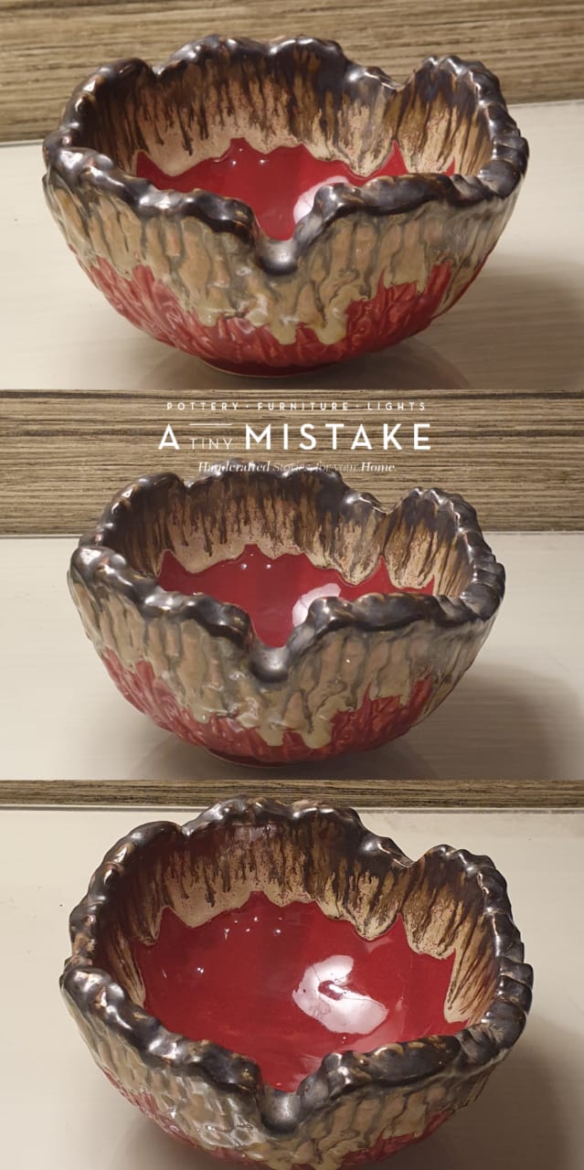A Tiny Mistake Red Decorative Small Ceramic Serving Bowl