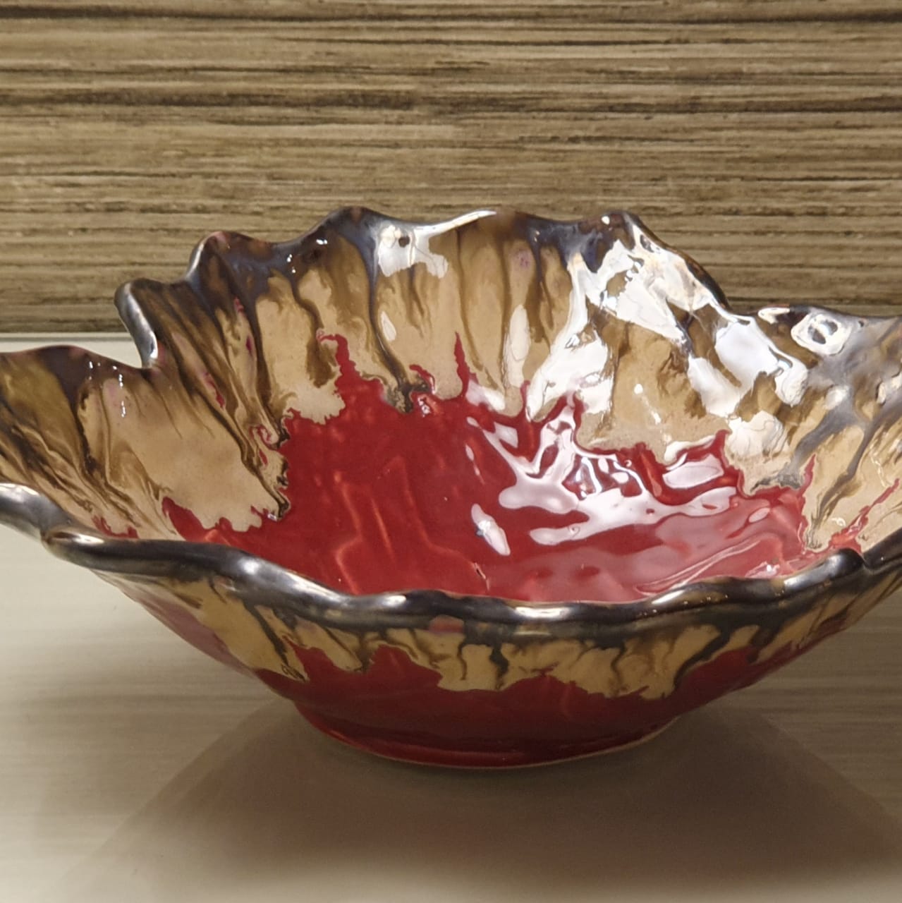 A Tiny Mistake Red Uneven Decorative Ceramic Serving Bowl