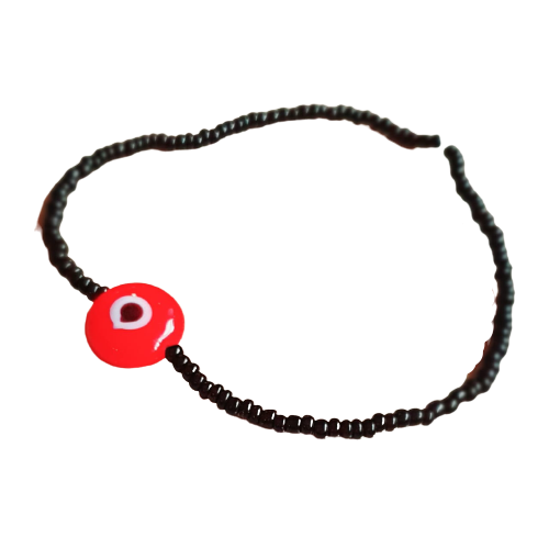 ATM Evil Eye Bracelet, Flat Red Evil Eye with Black Beads for Good Luck and Prosperity, Nazariya, Nazar Battu , Flexi Cord (1 Piece) (Red Evil Eye - Courage, Enthusiasm and Energy)